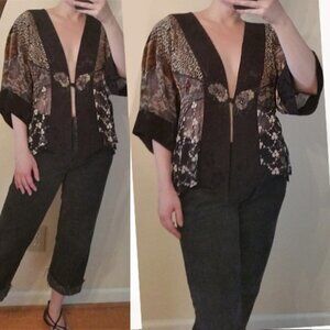 Spencer Alexis Kimono Blouse Top Mixed Pattern S/M